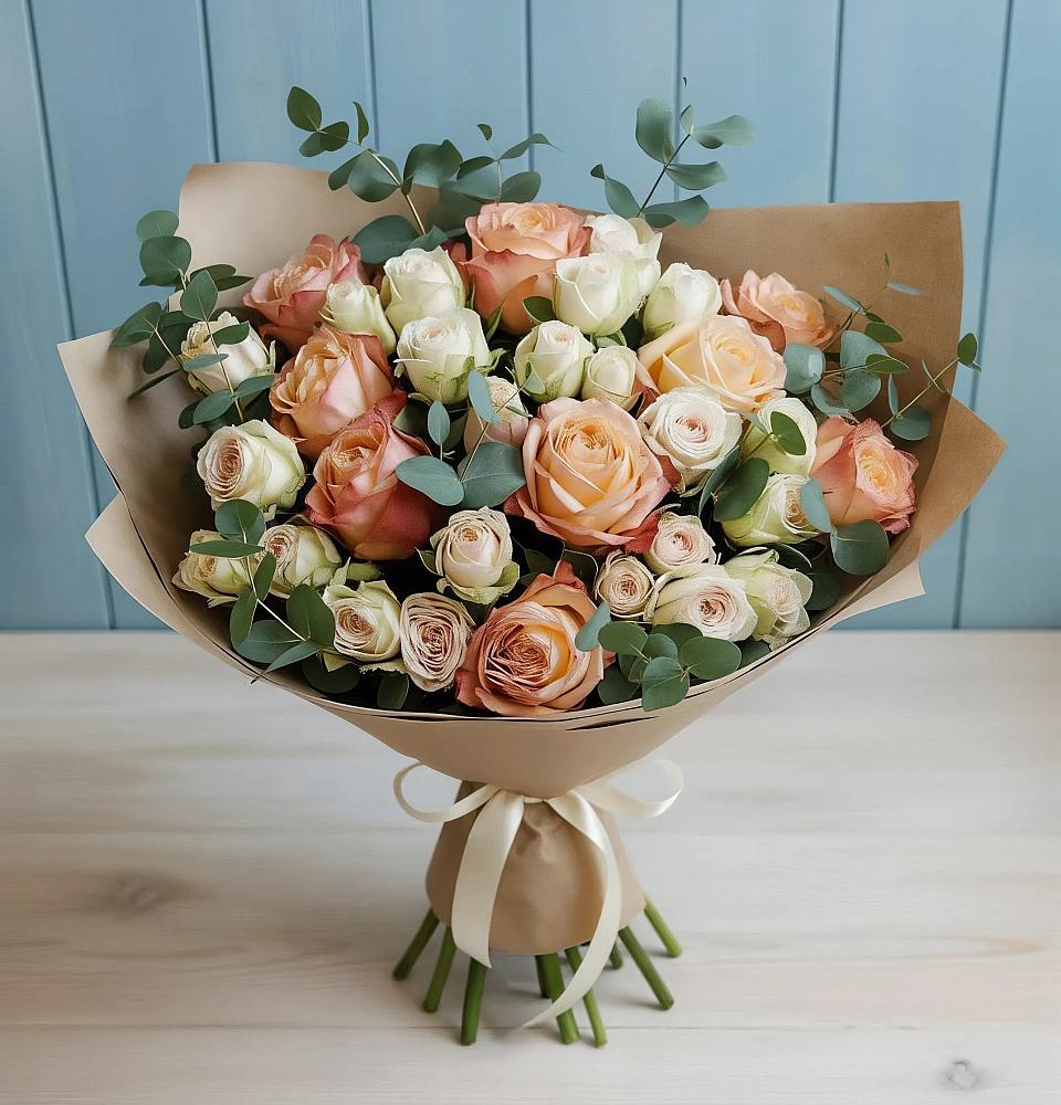 Букет цветов из: Альстромерии и Розы в Джерокае