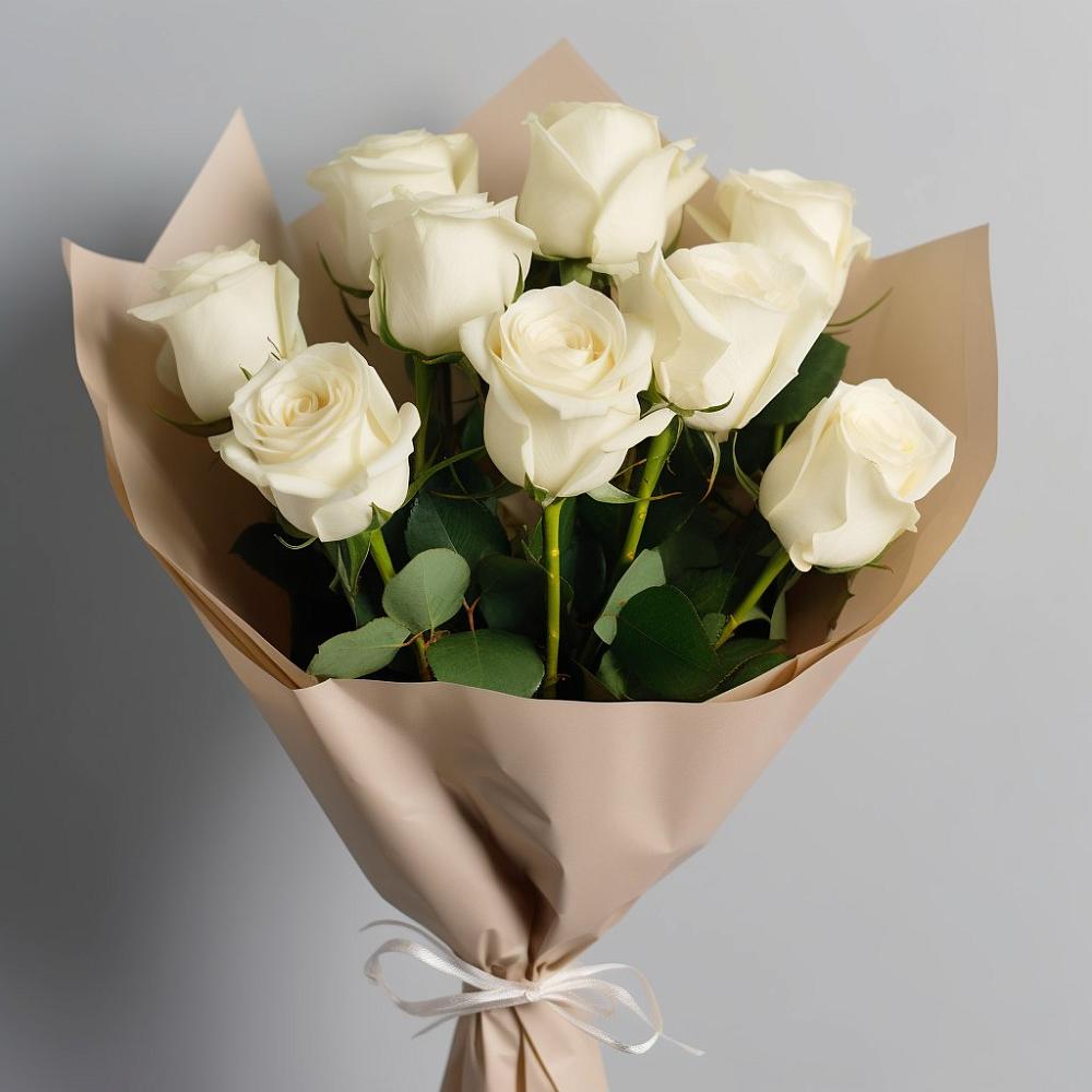 Букет 9 Белых роз Эдлесс Лав в Джерокае