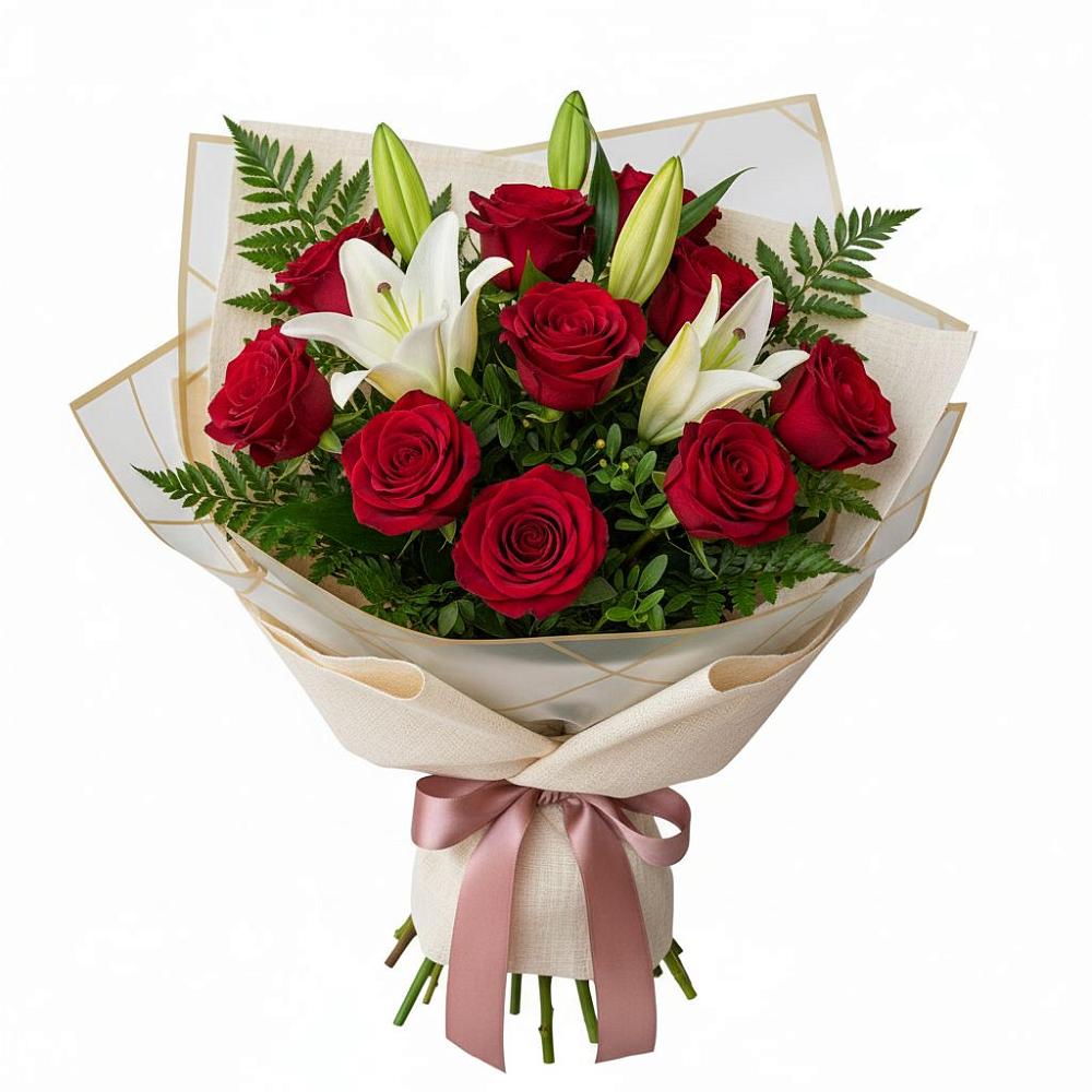 Букет цветов из: Лилии и Розы в Джерокае