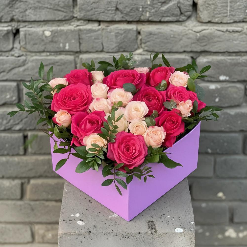 Цветочная композиция из Розы в коробке в Джерокае