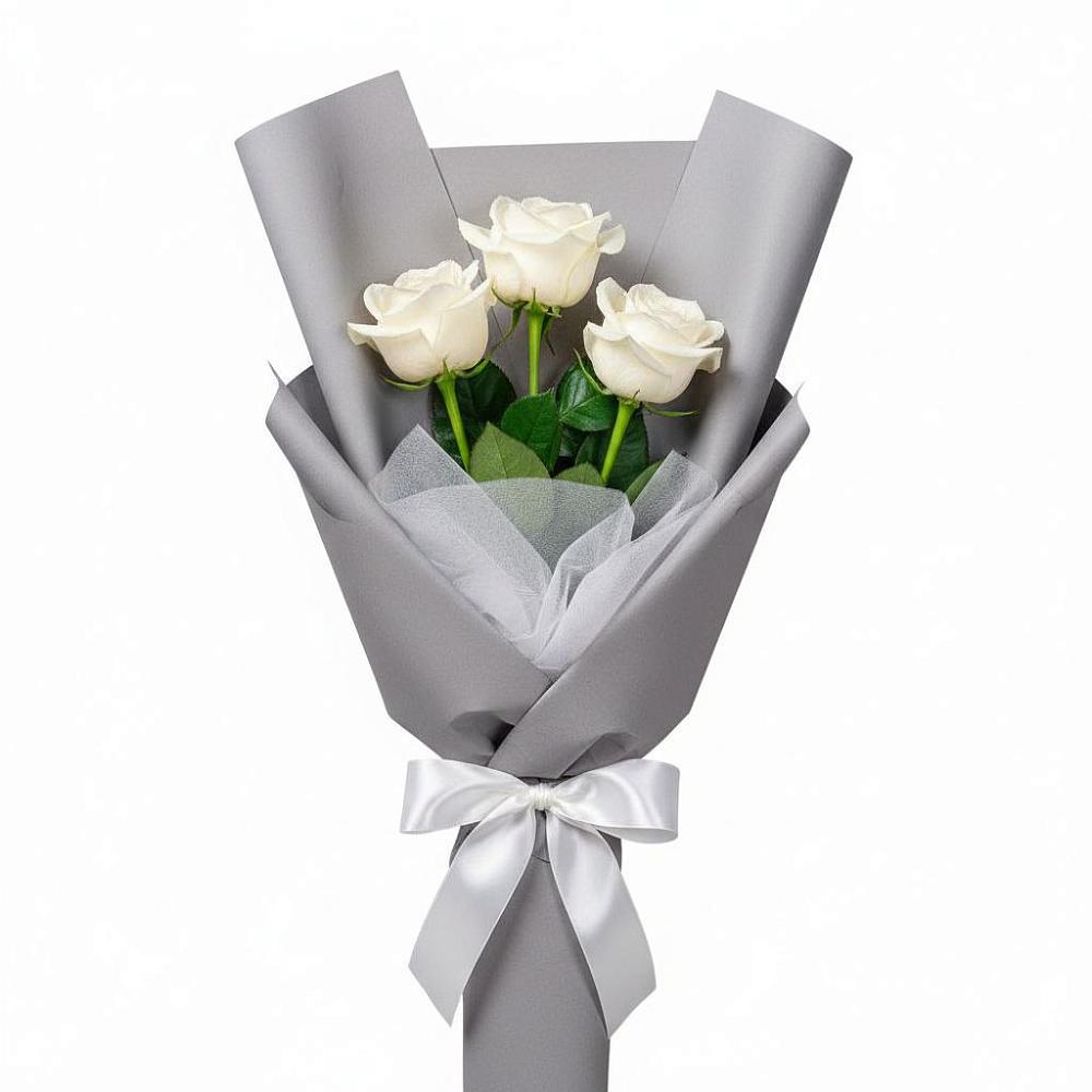 Букет 3 белые розы в Джерокае