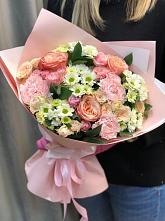 Букет нежные объятья в Джерокае Букет цветов из: Гвоздики, Розы и Хризантемы в Джерокае