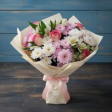 Букет цветов из:  Хризантемы, Альстромерии и Розы #REPLACE_PRED# Джерокае