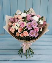 Букет цветов из:  Хризантемы, Розы и Альстромерии в Джерокае