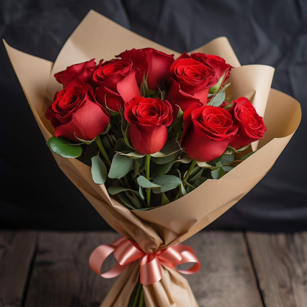 Букет 9 Красных роз в Джерокае