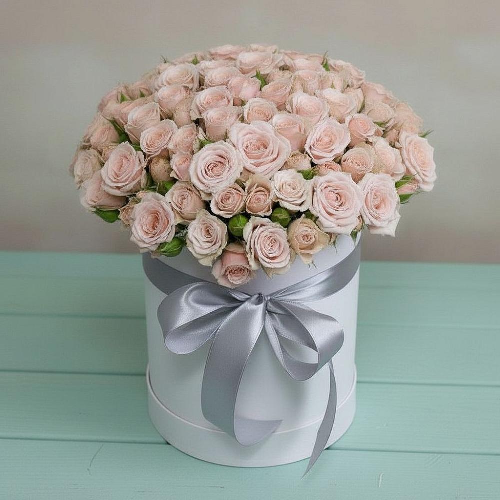 Цветочная композиция из Розы в шляпной коробке в Джерокае